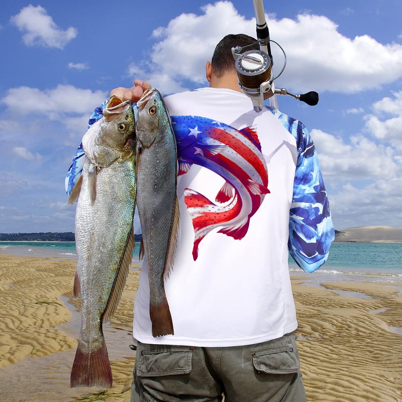 Palmyth Fishing Shirt for Men Long Sleeve Sun Protection UV UPF 50+ T-Shirts with Pocket (Americana Trout, Large, l) - Image 4